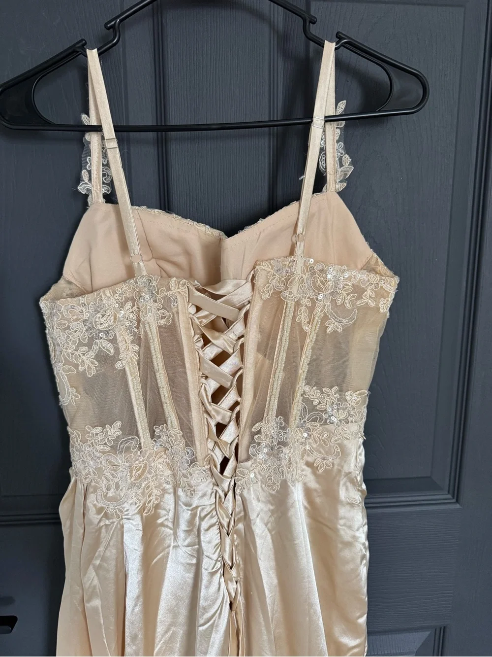 Champagne Mermaid Gown with Corset Lace Bodice - Size 10 NWOT - Picture 6 of 8